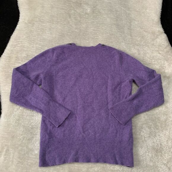 SOLDDD APT 9 Womens 100%‎ Cashmere Argyle Purple V Neck Sweater Size Medium - Picture 2 of 6